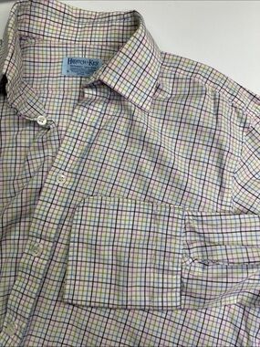 Hilditch & Key London Two Fold Cotton Plaid Button Up Shirt, Double Cuffs